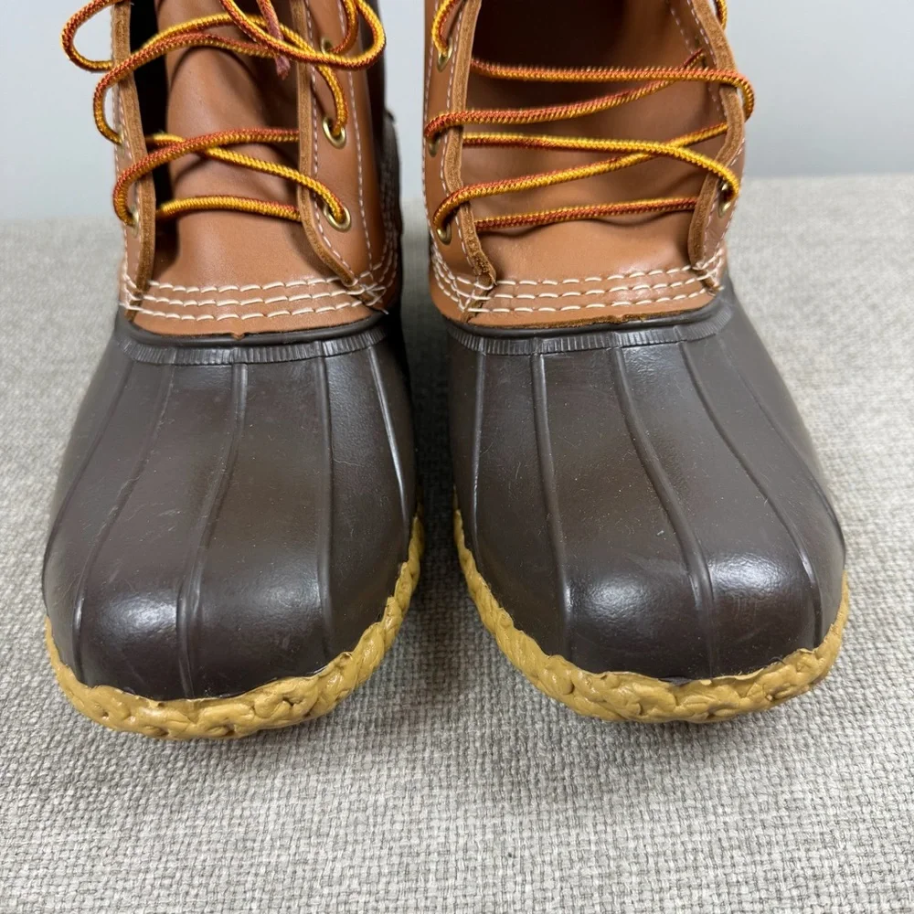 L.L. Bean Boots 8” Waterproof Tan Gum Duck Boots Men’s Size 8 Wide Work Rain